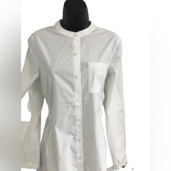 ATHLETA white poplin button down front PERFORMANCE shirt Dress size large new - Picture 6 of 11